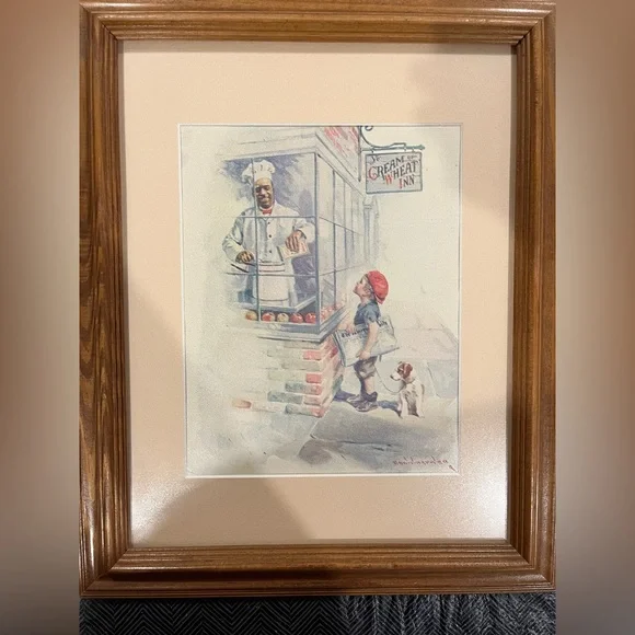 Vintage 1923 “Cream Of Wheat Inn” Original Magazine Framed AD By Edward Brewer - Picture 1 of 9